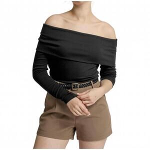 NEW LBLC THE LABEL women's josie off shoulder top in black